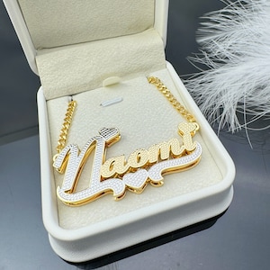 Nameplate Necklace,Custom Double Plate Name Necklace,Double Name Plate,Personalized Name Jewlry Gift,Name Necklace Gold,Custom Jewelry Gifts