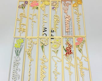 Custom Birth Month Flower Bookmark, Personalized Book Lover Gift