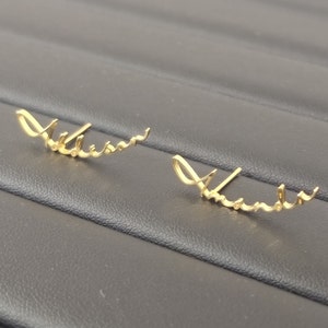 Custom Name Earrings,Personalized Stud Earrings,Minimalist Name stud,Personalized Jewelry,Gold Name Earrings,Christmas Gift For Mom/Women