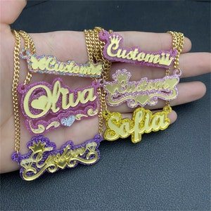Custom Acrylic Name Necklace,Personalized Nameplate Jewelry,Kids Name Necklace,Personalized Necklace,Colorful Acrylic Nameplate,Gift for Mom