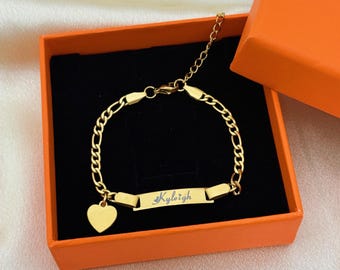 Personalized Name Bracelet, Gold Engraved Jewelry, Custom Birthday Gift