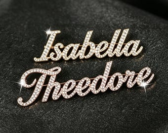Custom Diamond Lapel Pin Brooch, Wedding Nameplate Brooch, Groomsmen & Bridesmaid Gift, Party Accessory