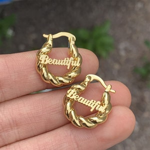 Custom Earrings Baby,Kids Name Earrings,  Name Hoop Earrings, Gold Name Earrings, Gold Name Earrings, Name Earrings, Kids Baby Jewelry