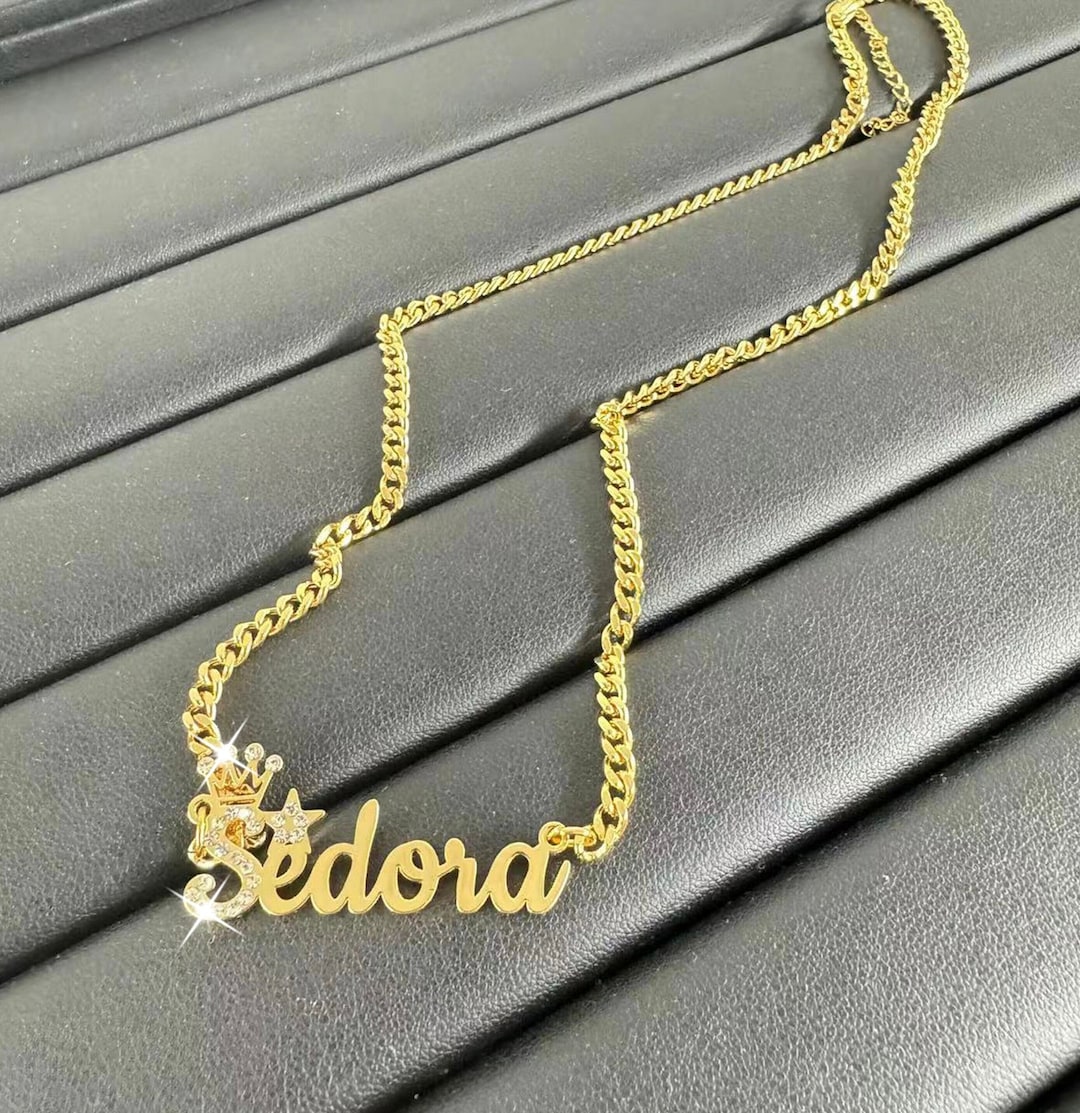 Bling Custom Name Necklace: Gold Cuban Chain, Personalized Jewelry - Etsy