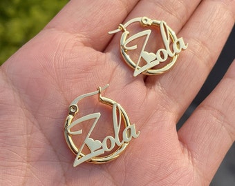 Custom Name Hoop Earrings: Personalized Baby/Kids Earrings, Mini Hoops, Gold Nameplate Jewelry, Gifts