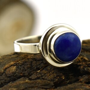 925 Sterling Silver Designer Ring, Lapis Lazuli Gemstone Ring, Natural Top Grade Lapis Lazuli Stone Ring, Handmade Gift, Ring Size - US 8