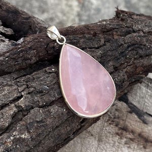 Genuine Rose Quartz Gemstone Pendant Necklace, 925 Sterling Silver Necklace, Handmade Rose Quartz Pink Stone Jewelry, Christmas Gift