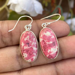 Natural Thulite Earring Handmade Earring Jewelry, 925 Sterling Silver Earring Beautiful Drop Earrings Natural Thulite Jewelry Gifts For Her.