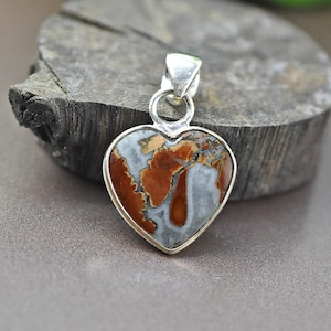 Top Grade Maligano Jasper Pendant,925 Sterling Silver Necklace Heart Shape Maligano Jasper Pendant Gemstone Pendant Maligano Jewelry Pendant