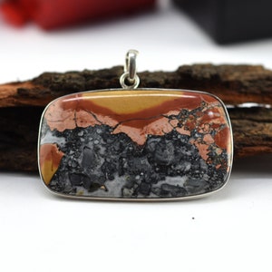 Natural Maligano Jasper Pendant,925 Sterling Silver Necklace, Handmade Maligano Jasper Pendant, Gemstone Pendant, Maligano Jewelry,Gift