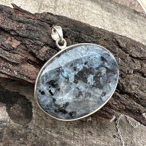 Natural Larvikite Pendant 925 Sterling Silver Pendant,Handmade Larvikite Gemstone Pendant Gift Simple Setting Jewelry Bezel Pendant Necklace