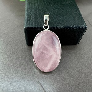 Genuine Rose Quartz Gemstone Pendant Necklace, 925 Sterling Silver Necklace, Handmade Rose Quartz Pink Stone Jewelry, Christmas Gift