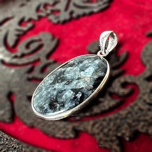 Natural Larvikite Pendant 925 Sterling Silver Pendant,Handmade Larvikite Gemstone Pendant Gift Simple Setting Jewelry Bezel Pendant Necklace