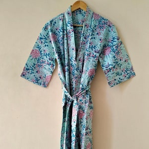 Indian Cotton Kimono | Handmade Unisex Dressing Gown | Recycled Party Wear Kimono for Bridesmaid & Casual Use