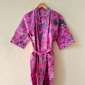 Fabulous Cotton Kimono Robe | Vintage Style Nightwear Gown | Recycled Pure Cotton Dressing Gown Stylish Kimono Robes for Bridesmaids