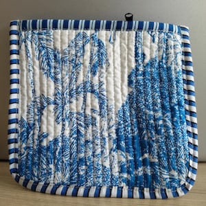 Pochette plate en coton indien matelassé - Trousse de maquillage 19 x 18 cm, organisateur de voyage, sac bohème artisanal à fermeture éclair