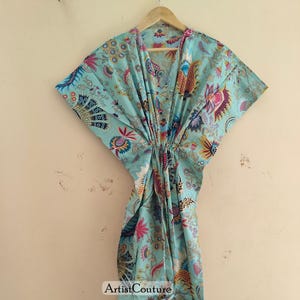 Breathable Indian Soft Cotton Kaftan Dress, Block Print Caftan, Maxi Dress Beach Cover Up Maternity Dress For to be Moms gift for her
