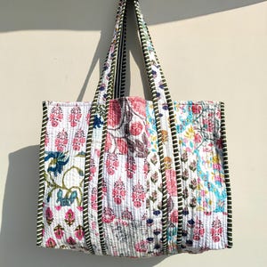 Sac Jhola matelassé, Sacs fourre-tout matelassés en coton, Sac de marché imprimé matelassé fait main, Sac cabas, Sac hippie, Sac de marché, Sacs fourre-tout
