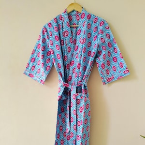 100% Cotton Kimono Robe - Beautiful Cotton Kimono Dress, Express Delivery Dressing Gown, Bridesmaid Gift, Comfortable Loungewear