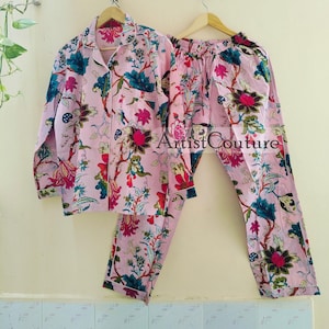 Cotton Pajama Set, Indian Cotton Pajama Set, Loungewear Pajama, Women&#39;s Clothing, Casual Wear Pajama Set, Shirt With Pajama, Soft Fabric