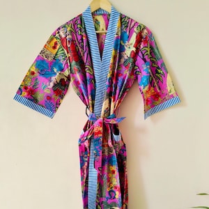 Pure Cotton Kimono for Women, Comfortable Sleepwear & Lounge Wear, Fabulous Nightie Gown for Her, Perfect Gift for Mom