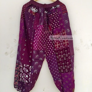 Patchwork Harem Pants with Pockets, Boho Hippie Cotton Pants, Women’s and men&#39;s Summer Lightweight Pants, Festival Pants