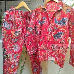 Indian Cotton Pj Set, Soft Pajama Set, Gift For Her, Lounge And Sleepwear, Bridesmaid Gift, Cotton Pajamas, Womens Clothing, Long Sleeve Pjs