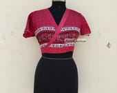 Silk Sari Crop Top: Handmade Indian Recycled Front Tie Top