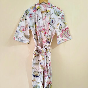 Pure Cotton Kimono Robe | Japanese Cotton Kimono, Women&#39;s Beach Wear, Dressing Gown, Bridesmaid Gifts for Her