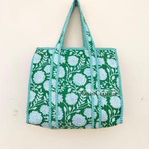 Frauen-Einkaufstasche, Baumwolle gesteppte Einkaufstasche, indische handgemachte Tasche, Partytasche, große Markttasche, Schultertasche, Strandtasche, umweltfreundliche Tasche