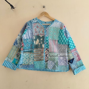 Handmade Patchwork Jacket, Hand Stitched Cotton Patchwork Jacket, Cotton Kantha Coat, Short Jacket, Patch work coat, Patch Work jacket