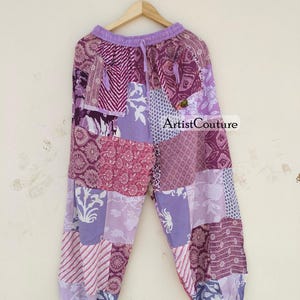 Patchwork Harem Pants with Pockets, Boho Hippie Cotton Pants, Women’s and men&#39;s Summer Lightweight Pants, Festival Pants