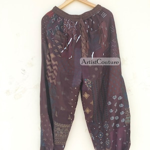Patchwork Harem Pants with Pockets, Boho Hippie Cotton Pants, Women’s and men&#39;s Summer Lightweight Pants, Festival Pants