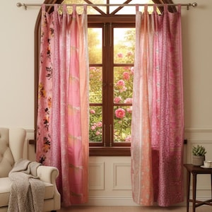 Upcycled Silk Sari Curtain: Boho Window Door Panel, Indian Decor - Etsy