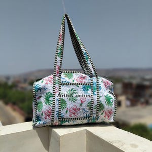 Patchwork Tote Bag Handmade Quilted Cotton Shopper Bag Eco Friendly Boho Vintage Shoulder Travel Weekender Holiday Gift