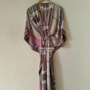 Bohemian Handmade Silk Kaftan, Lightweight Silk Caftan For Women, 100% Silk Beach Cover Up, Silk Maternity Gown, Lightweight Dress