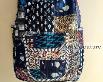Bohemian Patchwork Backpack. BL/RD5 Cotton Patchwork Backpack: Bohemian Quilted Laptop Bag - Etsy main image 4