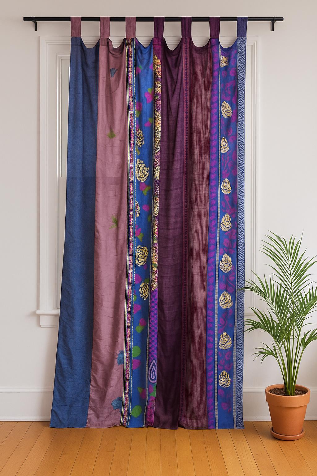 Upcycled Silk Sari Curtain: Boho Window Door Panel, Indian Decor - Etsy