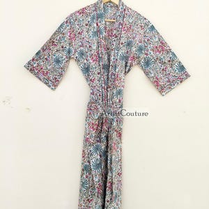 Cotton Kimono Robe Dressing Gown, Indian Print Bridesmaid Robe, Summer Nightwear, One plus Size women robes dress boho bathrobe lightweight