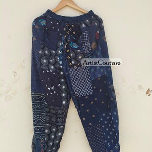 Patchwork Harem Pants with Pockets, Boho Hippie Cotton Pants, Women’s and men&#39;s Summer Lightweight Pants, Festival Pants
