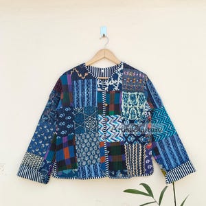 Handmade Cotton Kantha Jacket: Patchwork Quilted Reversible Boho Coat