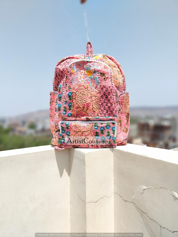 Cotton Patchwork Backpack: Reversible Bohemian Tote Bag