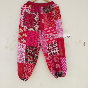 Patchwork Harem Pants with Pockets, Boho Hippie Cotton Pants, Women’s and men&#39;s Summer Lightweight Pants, Festival Pants