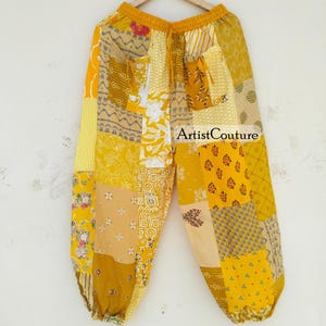 Patchwork Harem Pants with Pockets, Boho Hippie Cotton Pants, Women’s and men&#39;s Summer Lightweight Pants, Festival Pants