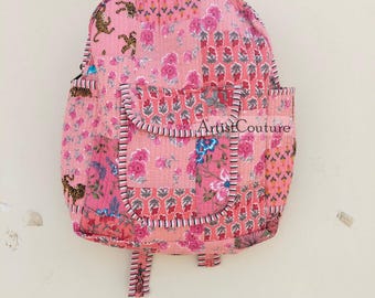 Cotton Patchwork Backpack Quilted Laptop Bag Reversible Bohemian Hippie Tote Sustainable Travel Companion