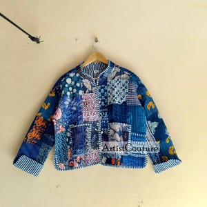 Handmade Patchwork Quilted Cotton Jacket: Bohemian Floral Coat