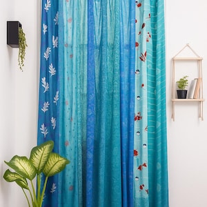 Upcycled Silk Sari Curtain: Boho Window Door Panel, Indian Decor - Etsy