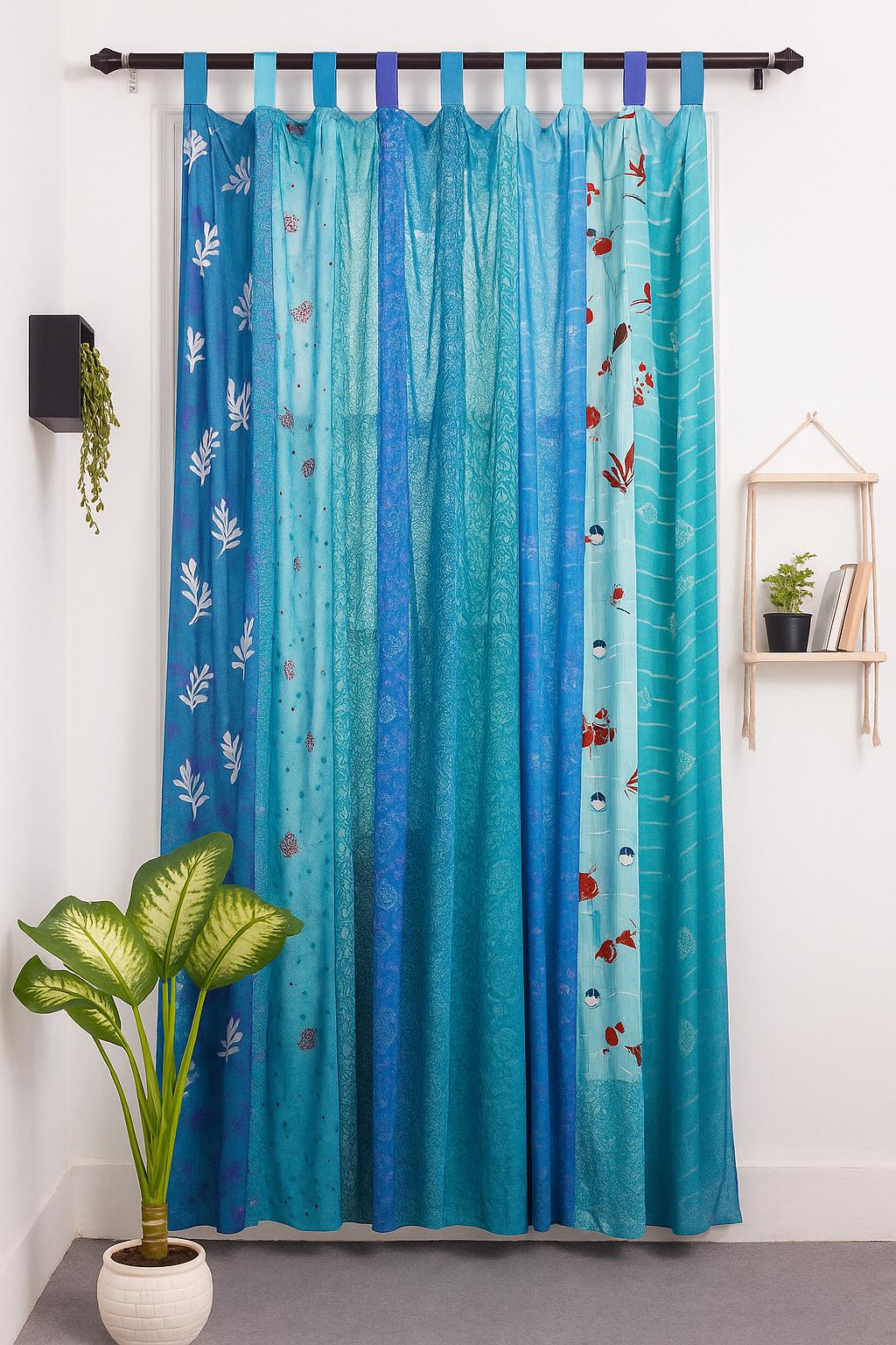 Upcycled Silk Sari Curtain: Boho Window Door Panel, Indian Decor - Etsy