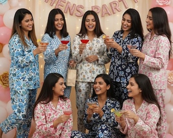 Conjunto de pijama de algodón: pijama con estampado de bloques indios, vestido de verano