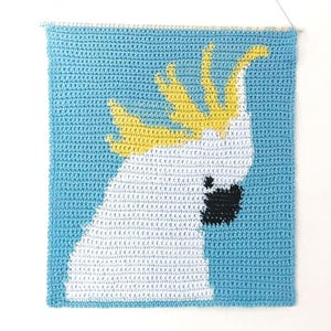 Cockatoo Tapestry Crochet Pattern PDF – Parrot Wall Hanging, Bird Lover Gift, Modern Crochet Wall Art, Instant Download